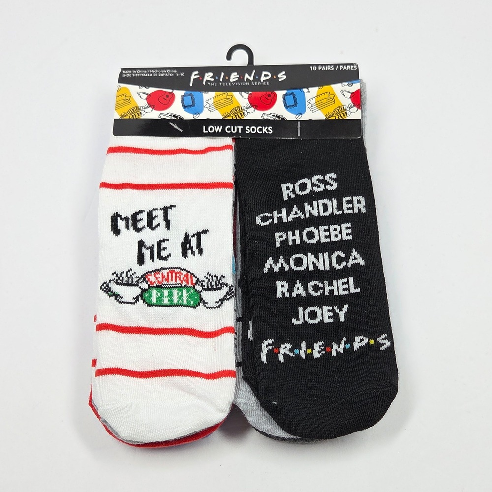 Friends Television Series Women Low Cut Socks 10 Pair Pack Shoe Size 4-10 NEW